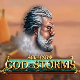 Age Of The Gods: God of Storms slot logo by Playtech at Spinsy Casino