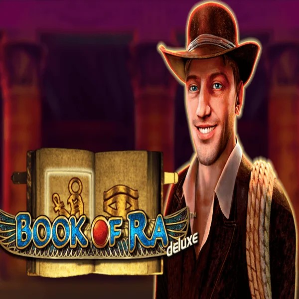 Book of Ra Deluxe logo by Novomatic Spinsy Casino